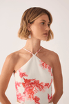 Vestido Linho Estampa Coral