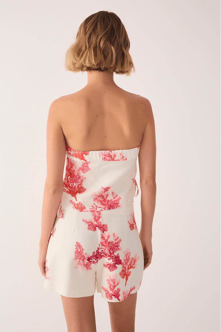 Blusa Linho Estampa Coral