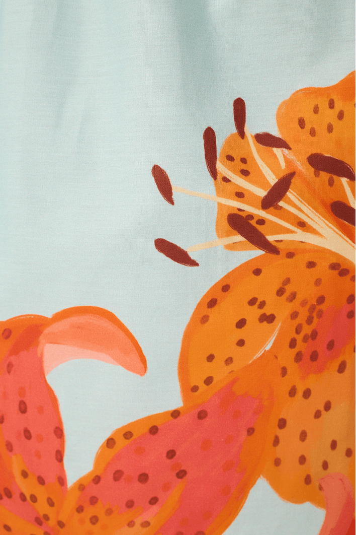 Vestido Tricoline Estampa Lírios