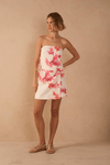 Short Saia Linho Estampa Coral