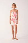 Short Saia Linho Estampa Coral