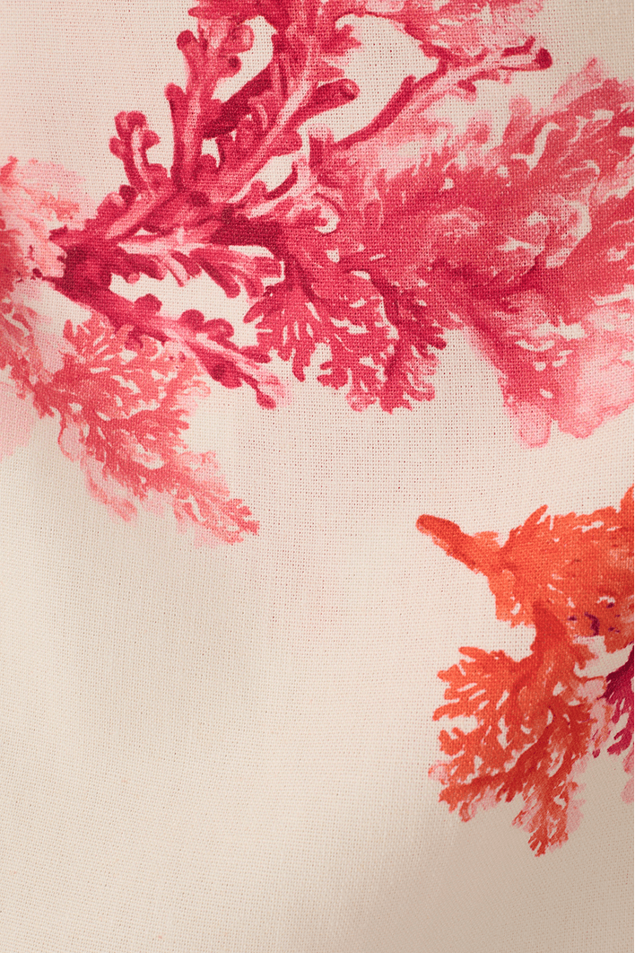 Short Saia Linho Estampa Coral