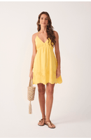 Vestido Curto Algodão Bordado Barrado
