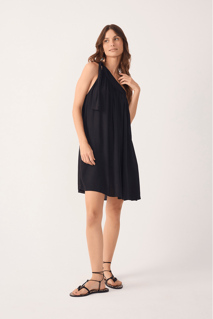 Vestido Curto Crepe Um Ombro Só