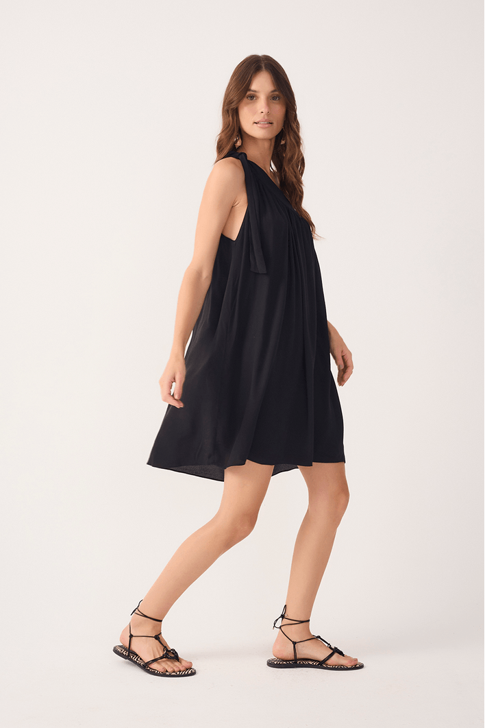 Vestido Curto Crepe Um Ombro Só