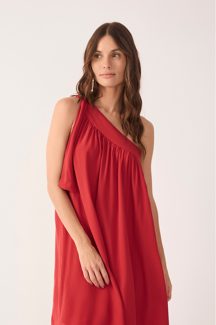 Vestido Curto Crepe Um Ombro Só