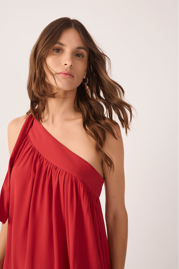 Vestido Curto Crepe Um Ombro Só