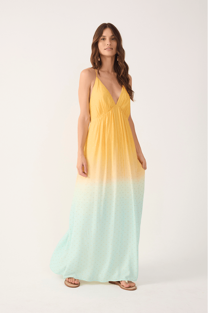 Vestido Longo Lurex Estampa Nascente