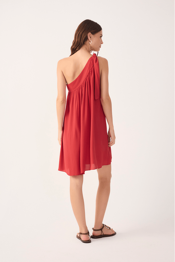 Vestido Curto Crepe Um Ombro Só