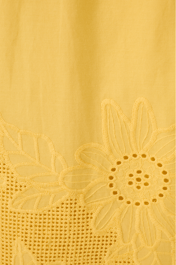 Vestido Curto Algodão Bordado Barrado