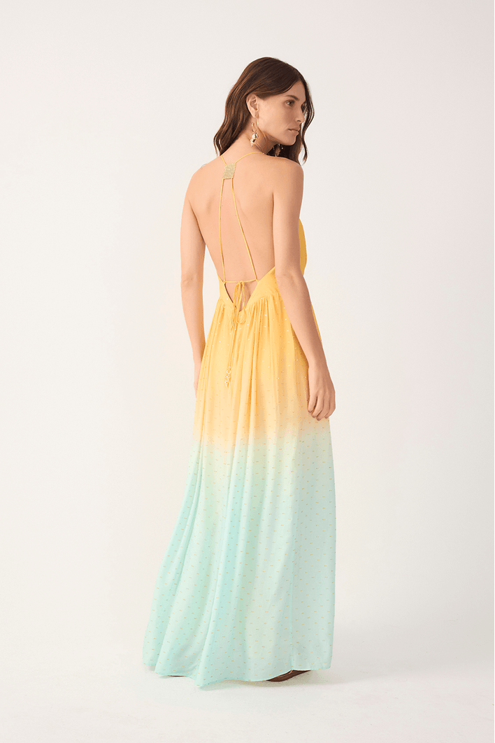 Vestido Longo Lurex Estampa Nascente