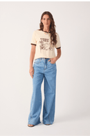 Calça Jeans Costura Deslocada Pespontos
