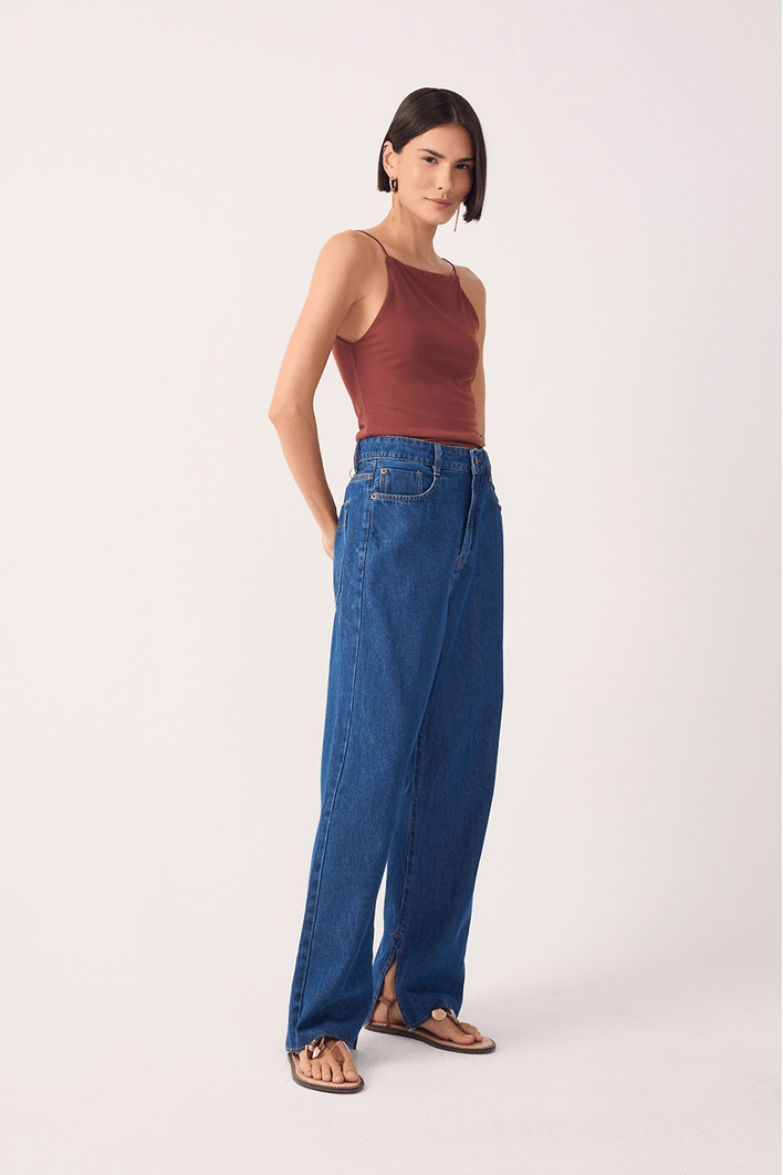 Calça Jeans Reta Fenda
