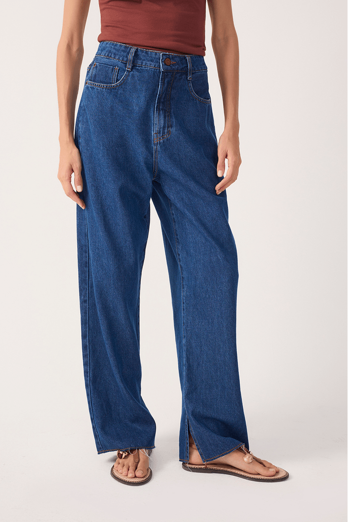 Calça Jeans Reta Fenda