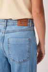 Calça Jeans Costura Deslocada Pespontos