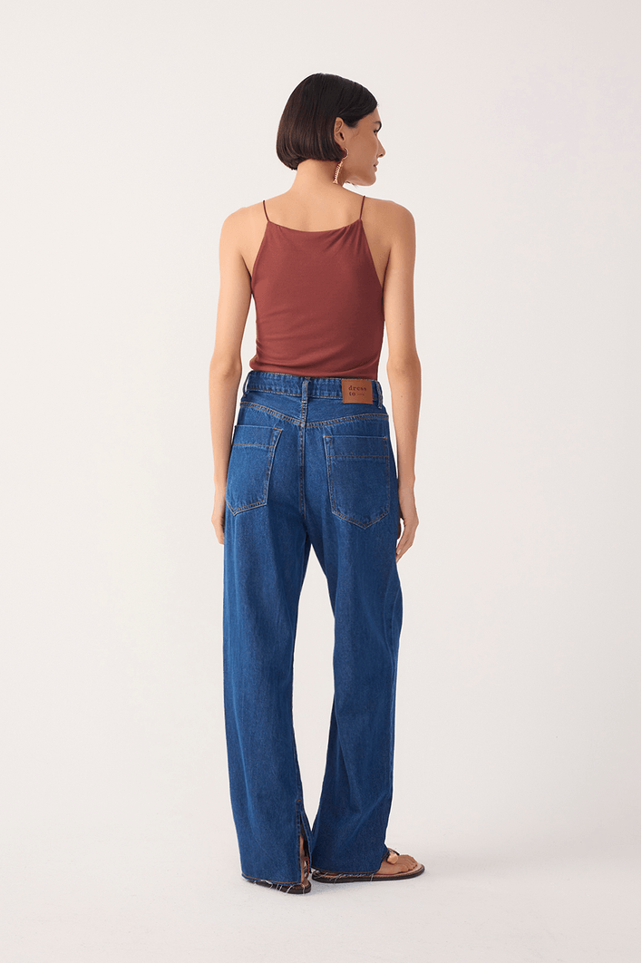 Calça Jeans Reta Fenda