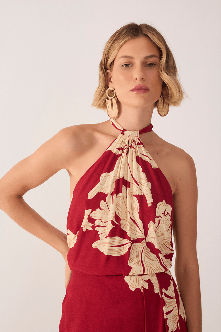 Blusa Estampa Pétala Vermelha