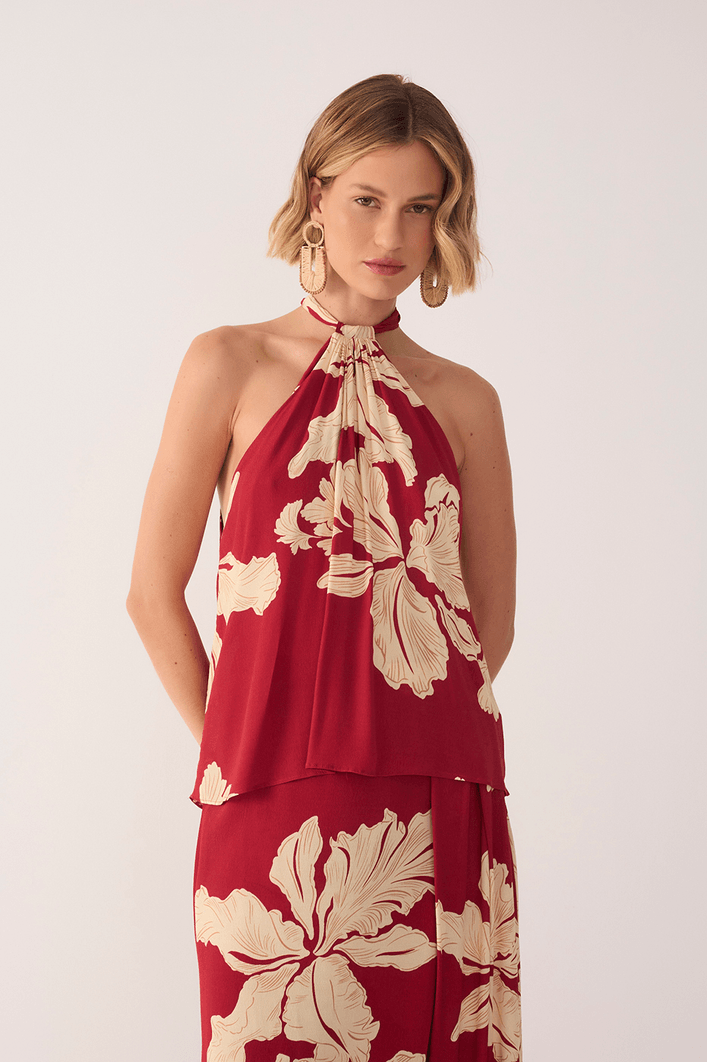 Blusa Estampa Pétala Vermelha