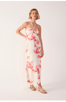Vestido Cropped Linho Estampa Coral