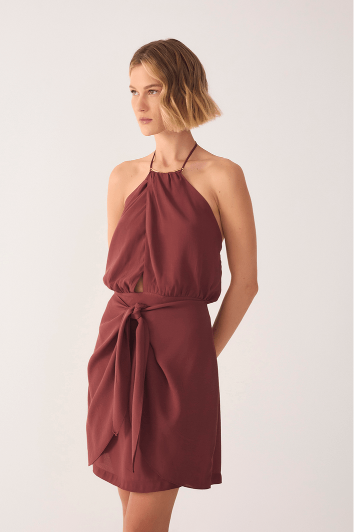 Vestido Curto Crepe Pareô