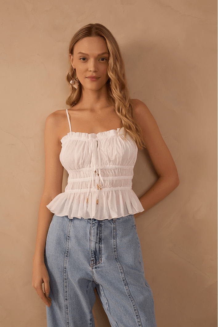 Blusa Algodão Drapeada