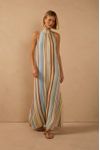 Vestido Longo Lurex Estampa Listra Céu