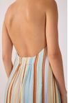 Vestido Longo Lurex Estampa Listra Céu