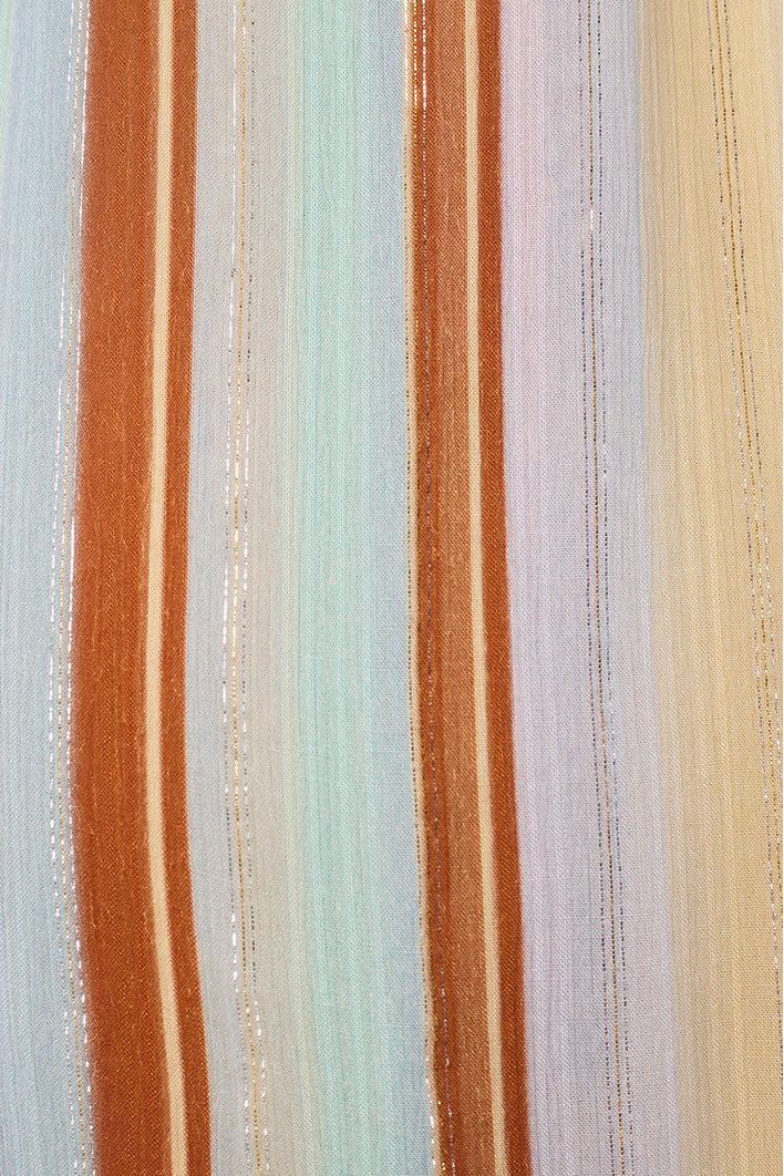 Vestido Longo Lurex Estampa Listra Céu