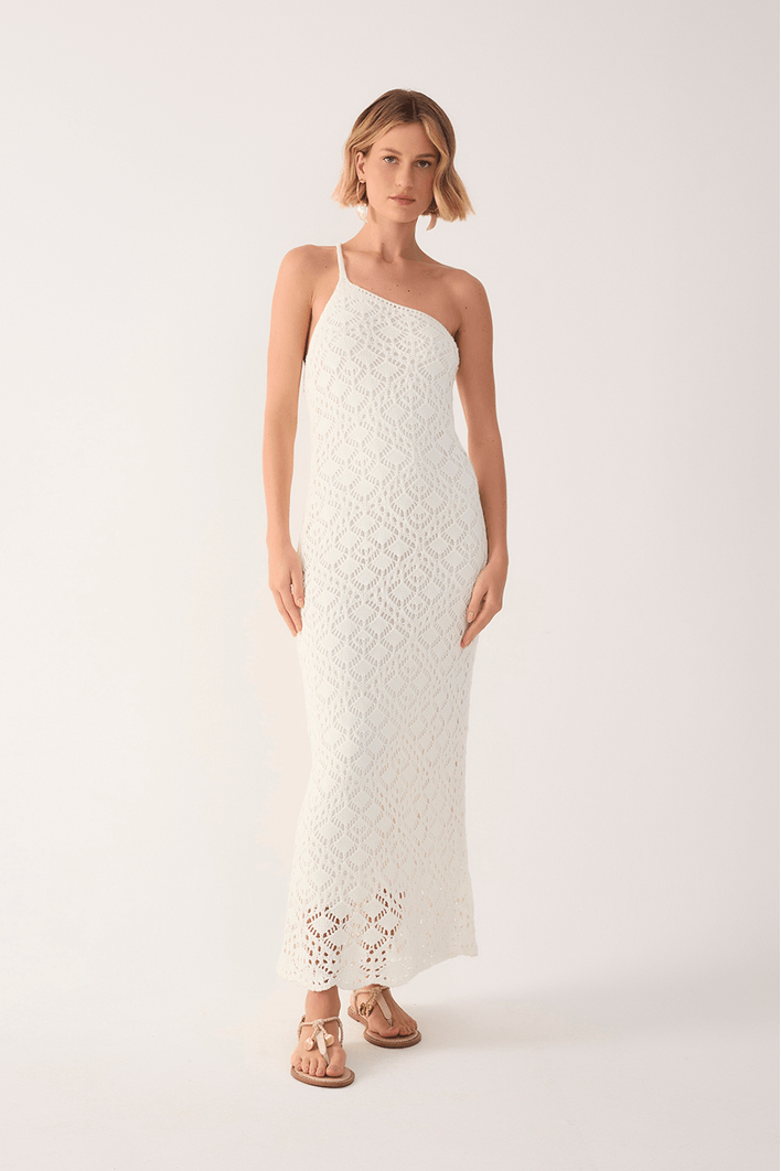 Vestido Tricot Ombro Só Rendado