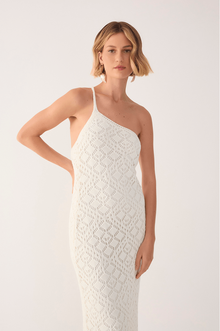 Vestido Tricot Ombro Só Rendado