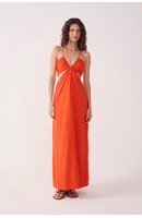 Vestido Longo Linho Busto Franzido