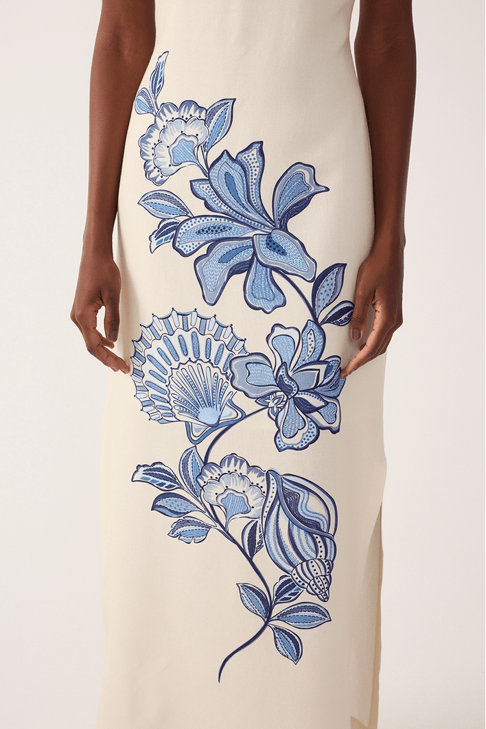 Vestido Cropped Estampa Flor do Oceano