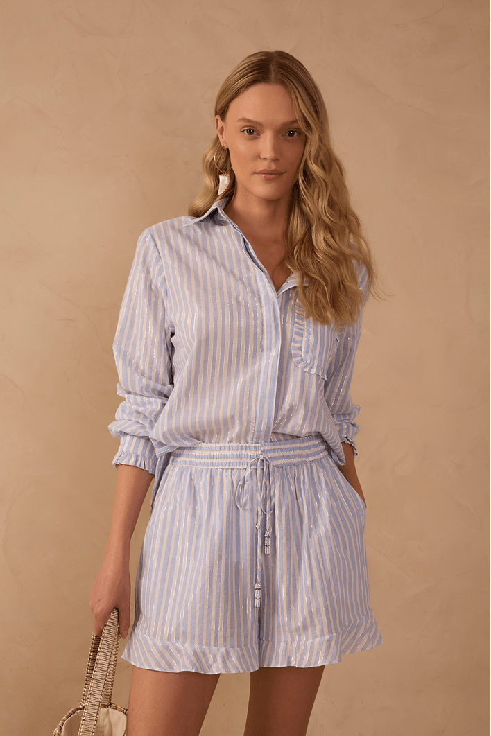 Camisa Algodão Listras Lurex