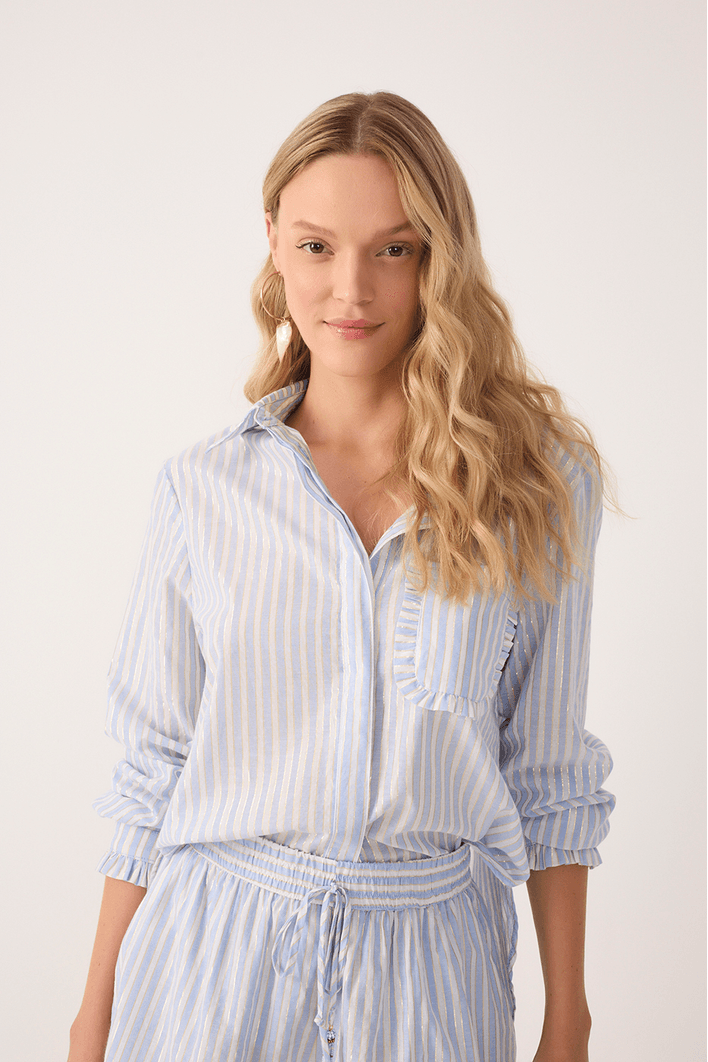 Camisa Algodão Listras Lurex