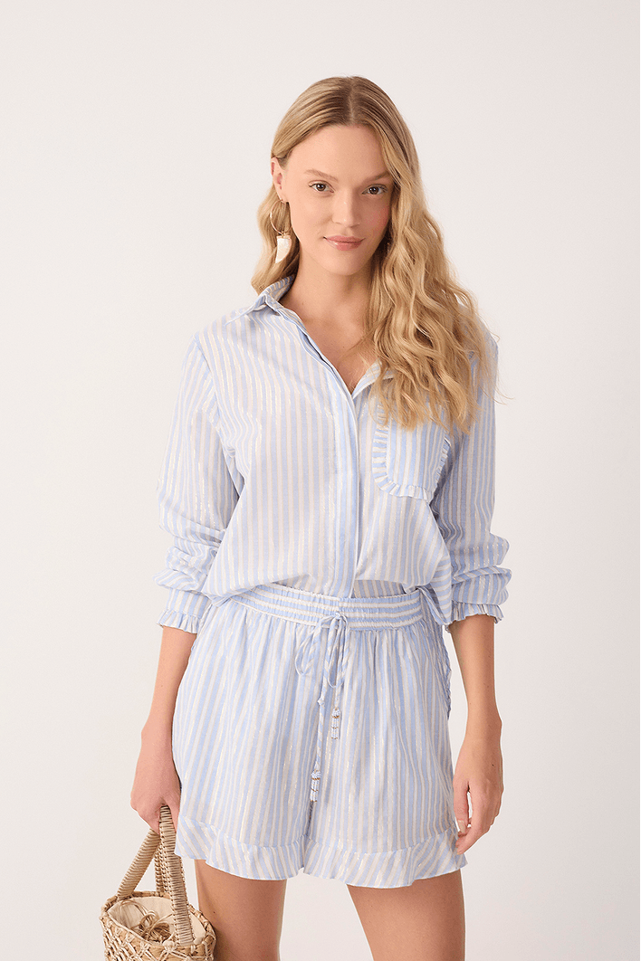 Camisa Algodão Listras Lurex