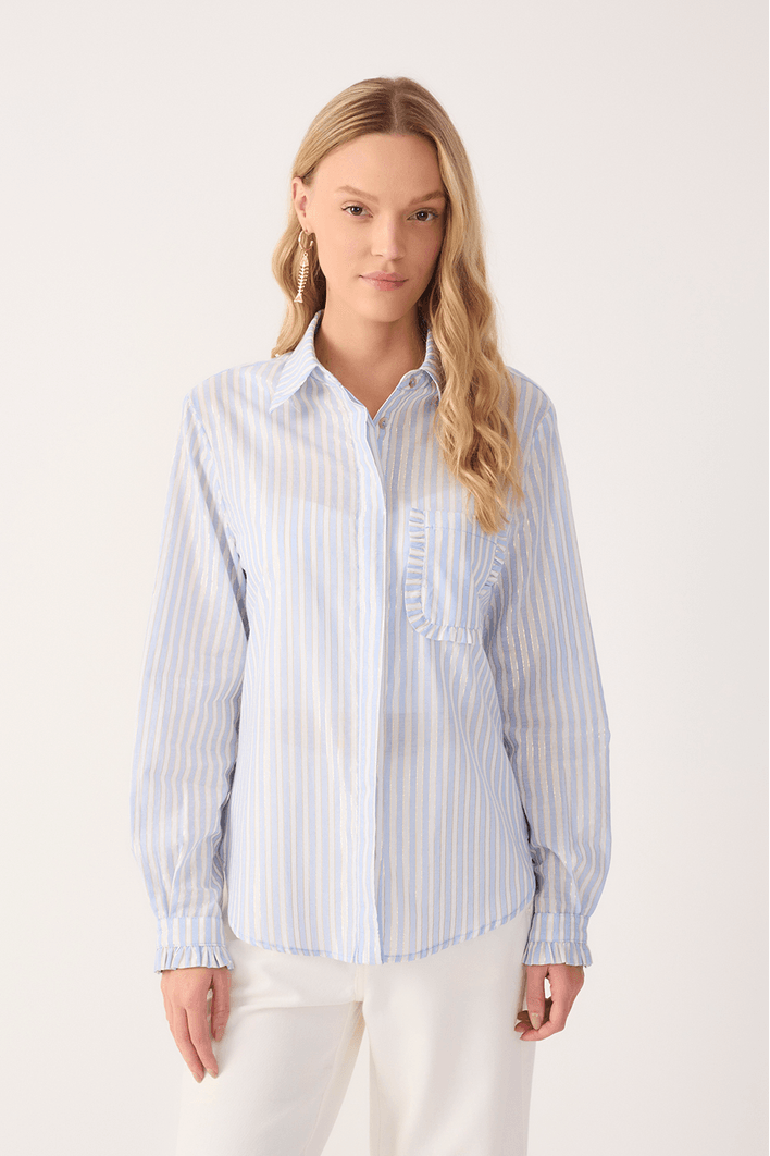 Camisa Algodão Listras Lurex
