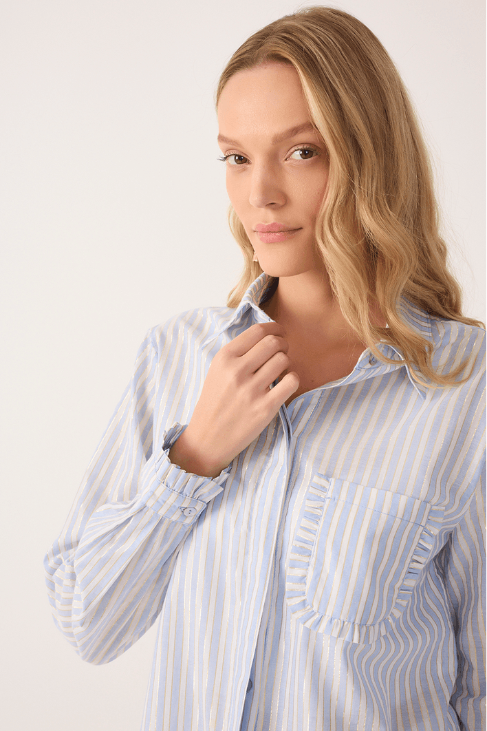 Camisa Algodão Listras Lurex