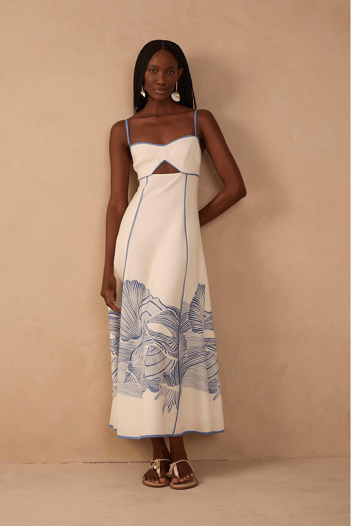 Vestido Cropped Linho Estampa Mergulho