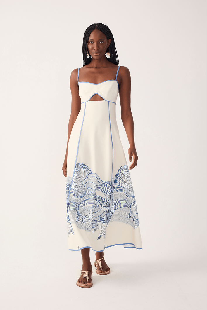 Vestido Cropped Linho Estampa Mergulho