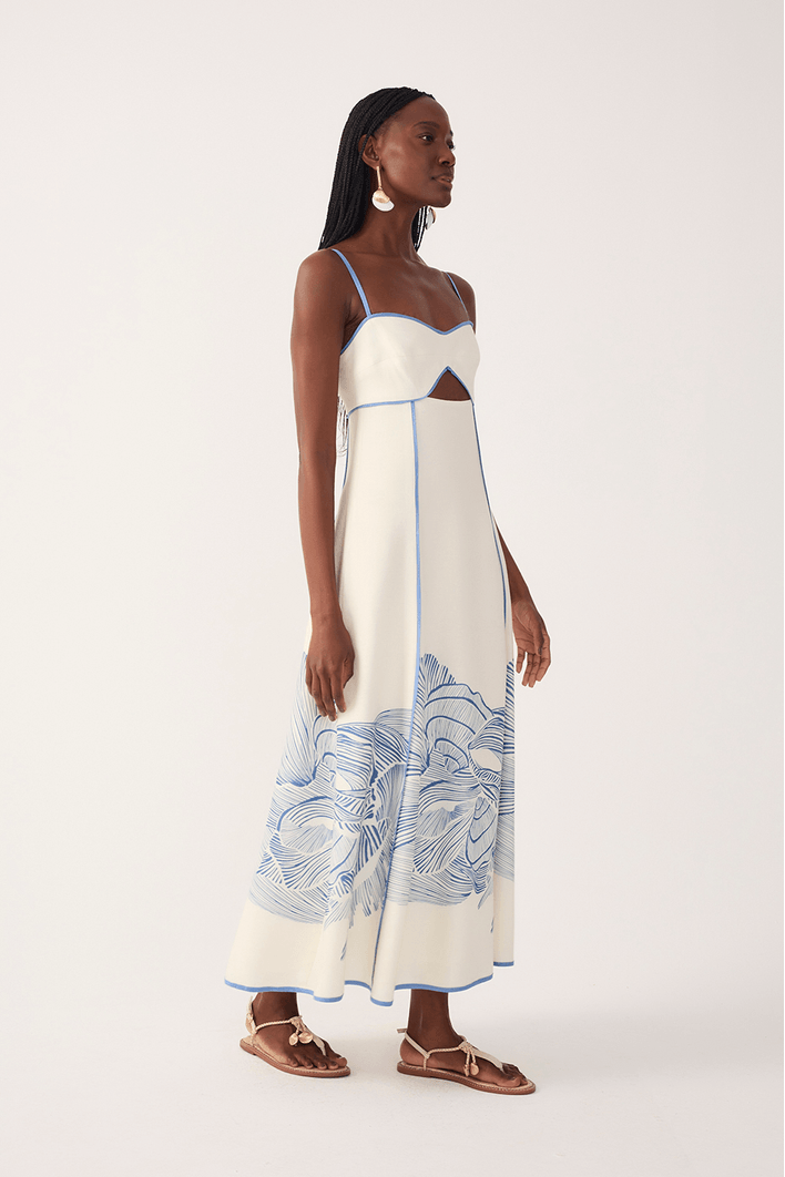 Vestido Cropped Linho Estampa Mergulho