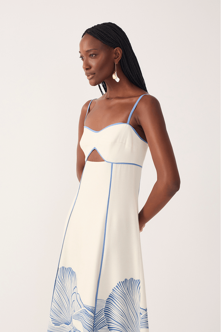 Vestido Cropped Linho Estampa Mergulho