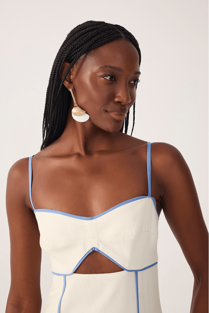 Vestido Cropped Linho Estampa Mergulho