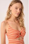 Vestido Cropped Estampa Escama Vermelha