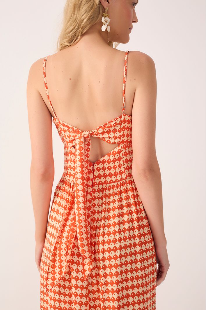 Vestido Cropped Estampa Escama Vermelha