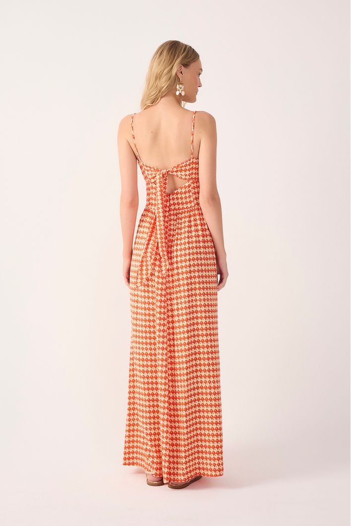 Vestido Cropped Estampa Escama Vermelha