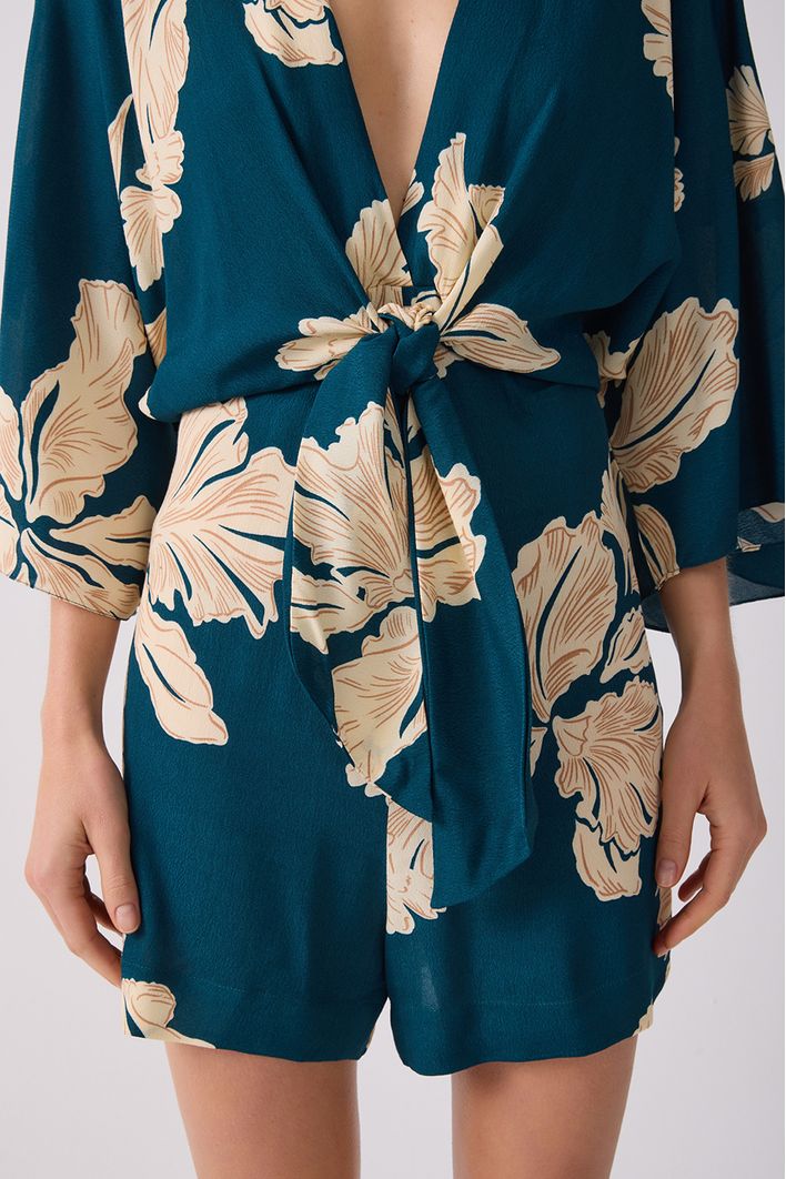 Macaquinho Estampa Pétala Verde