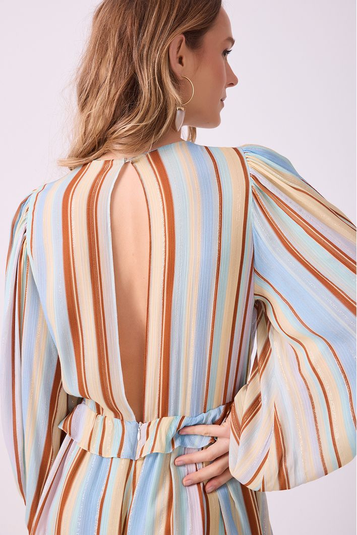 Macaquinho Lurex Estampa Listra Céu