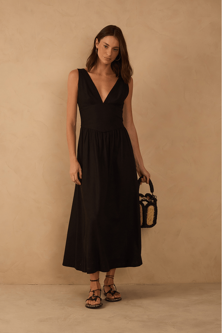 Vestido Cropped Linho Pala Larga