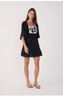 Vestido Curto Linho Pala Bordada
