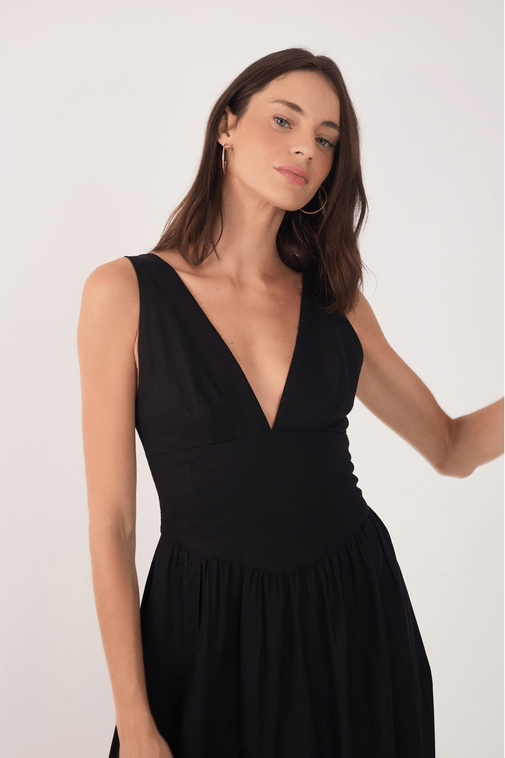 Vestido Cropped Linho Pala Larga